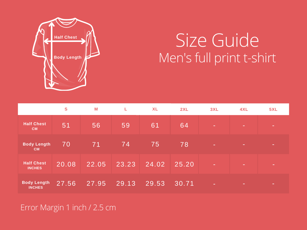 size guide men t-shirt